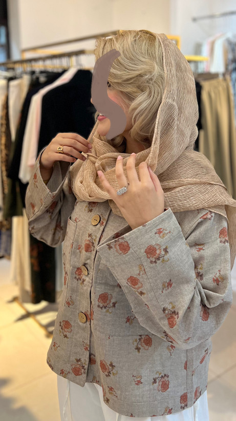 کت لینن گل گلی